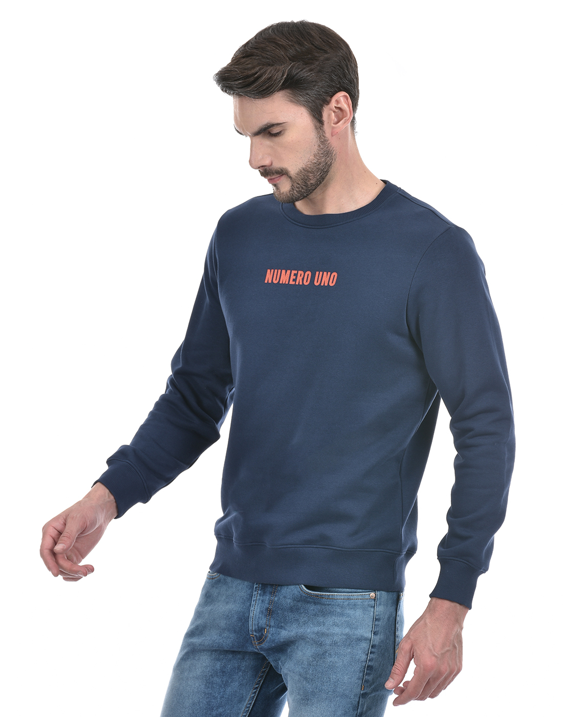 Numero Uno Men Typography Blue Sweat Shirt